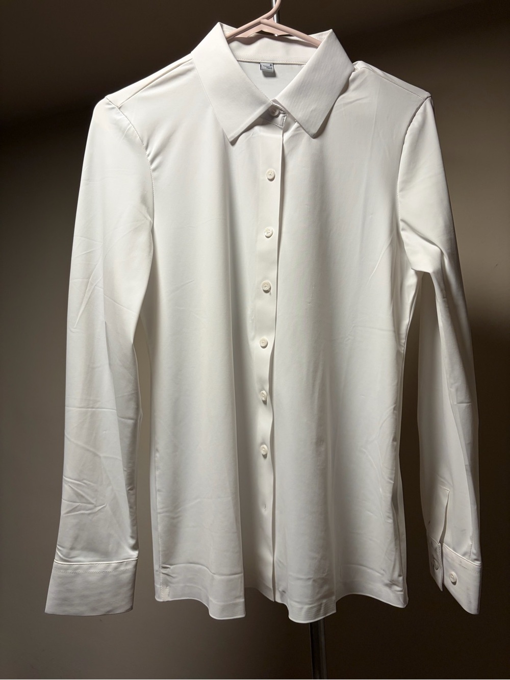Four Way Stretch White Button-Down Shirt S